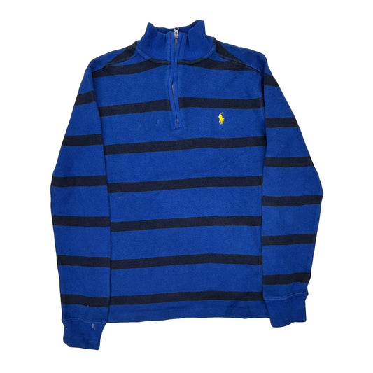 Age 10-12 Polo By Ralph Lauren Striped Rugby Shirt - Large Blue Cotton