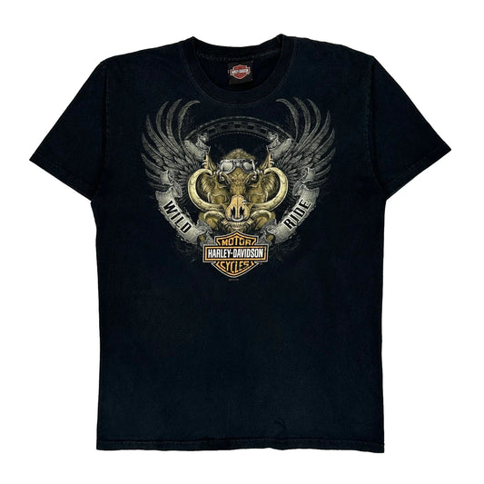 Vintage Leesburg Harley Davidson Graphic T-Shirt - Medium Black Cotton
