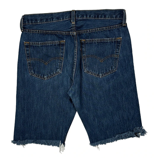 Levis Cut Off Denim Shorts - 32W 10L Blue Denim
