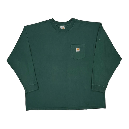 Carhartt Long Sleeve T-Shirt - 2XL Green Cotton