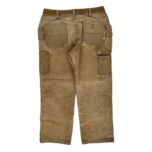 Vintage Brn Carhartt Double Knee Carpenter Trousers - 33W 29L Brown Cotton