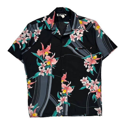 Unbranded Floral Hawaiian Shirt - Medium Black Cotton