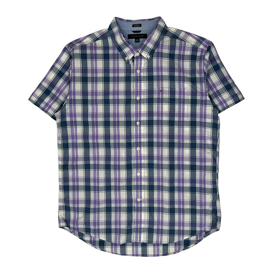 Tommy Hilfiger Checked Short Sleeve Shirt - XL Purple Cotton