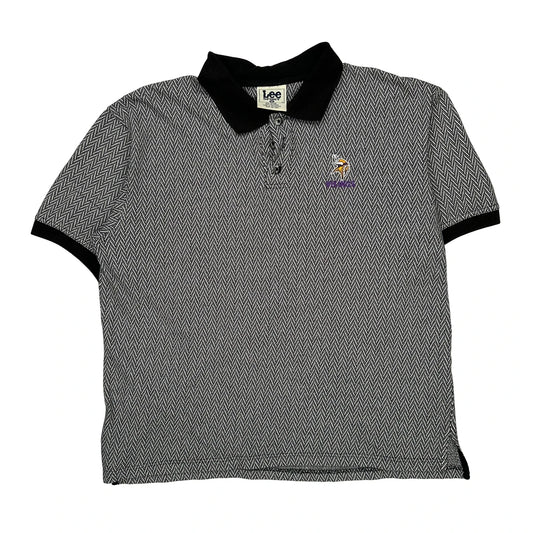 Vikings Lee Sport Nfl Polo Shirt - XL Black & White Cotton Blend