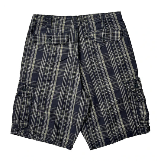 Lee Checked Cargo Shorts - 32W 11L Blue Cotton
