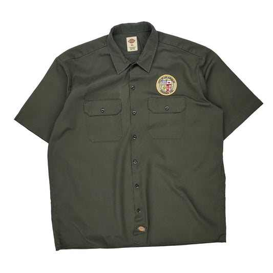 Dickies Short Sleeve Shirt - XL Green Polyester Blend