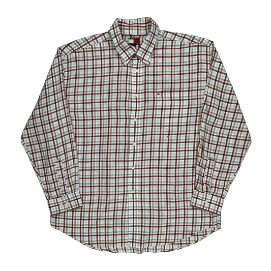 Vintage Tommy Hilfiger Checked Shirt - XL Red Cotton