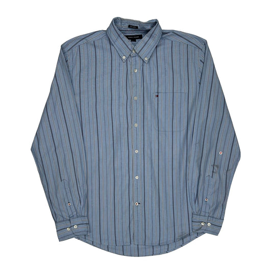 Tommy Hilfiger Striped Shirt - Large Blue Cotton