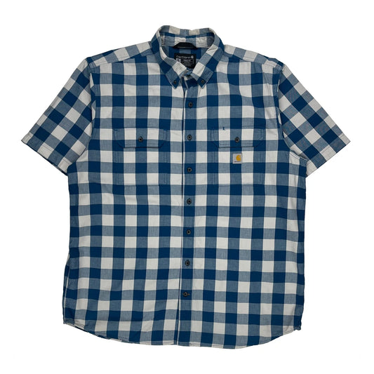 Carhartt Checked Short Sleeve Shirt - XL Blue Cotton