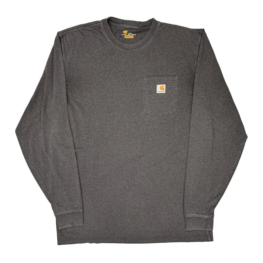 Carhartt Tall Long Sleeve T-Shirt - Large Grey Cotton