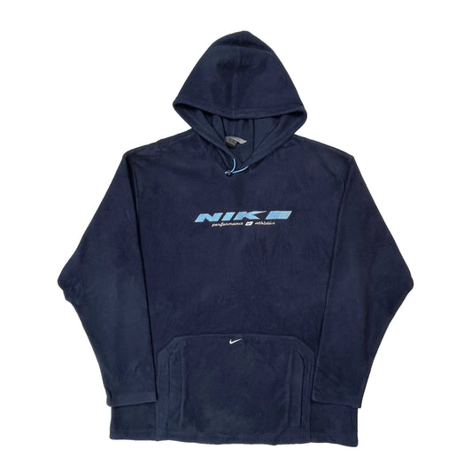 Vintage Nike Spellout Fleece - XL Navy Polyester
