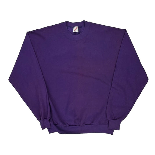 90S Blank Made In USA Jerzees Sweatshirt - Large Purple Cotton