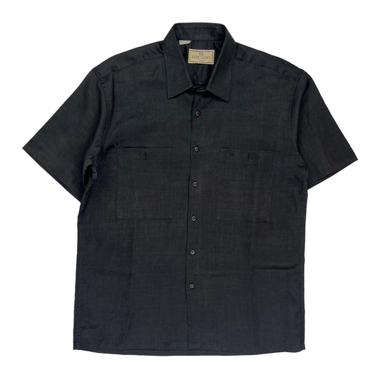 Vintage Givenchy Short Sleeve Shirt - Large Black Linen