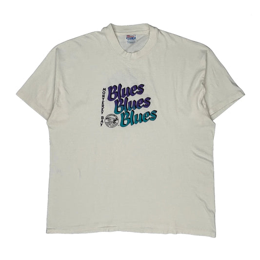 Vintage Monterey Bay Blues Festival Hanes Graphic T-Shirt - 2XL White Cotton