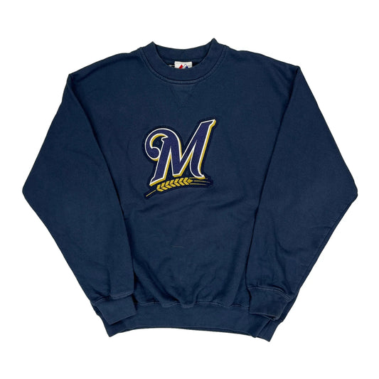 Majestic Graphic Sweatshirt - Medium Navy Cotton Blend