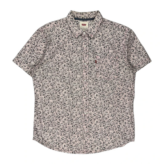 Levis Floral Short Sleeve Shirt - Large Black Cotton