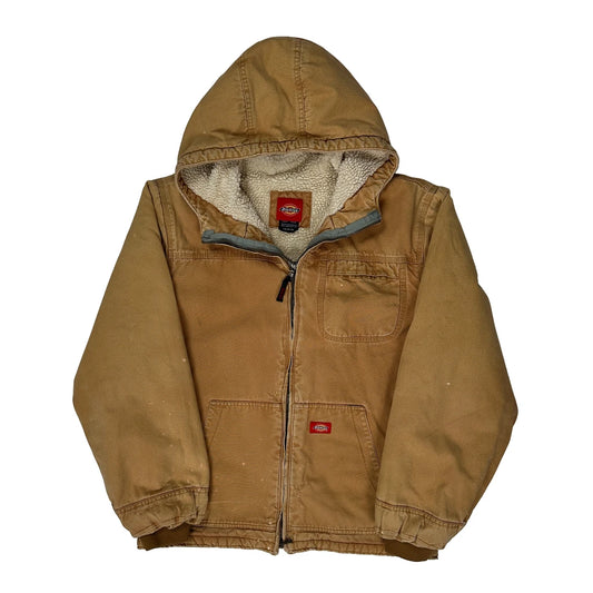 Sherpa Lined Dickies Workwear Jacket - Large Brown Cotton