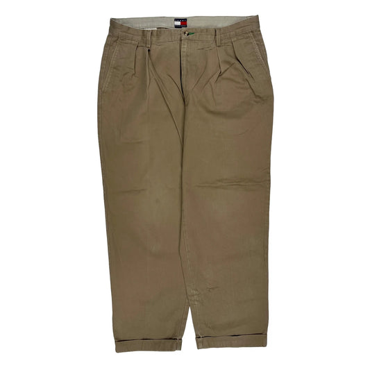 Tommy Hilfiger Pleated Chinos - 36W 29L Khaki Cotton