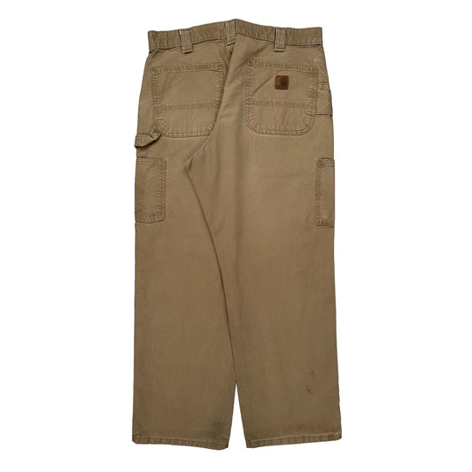 Carhartt Double Knee Carpenter Trousers - 36W 30L Beige Cotton