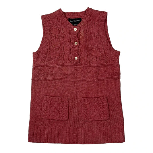 Vintage Age 4 Ralph Lauren Dress - XS Red Cotton Blend