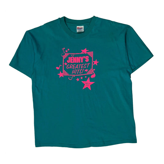 Jenny'S Greatist Hits Hanes Graphic T-Shirt - XL Green Cotton