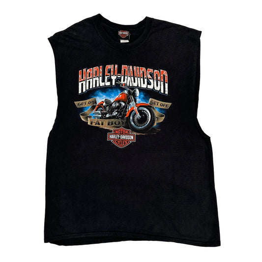 Fat Boy Harley Davidson Graphic T-Shirt - XL Black Cotton