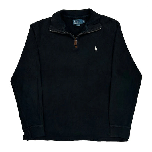 Vintage Polo By Ralph Lauren 1/4 Zip - Large Black Cotton