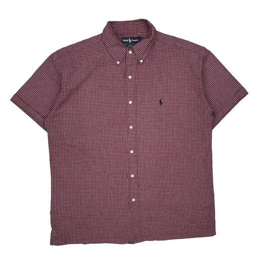 Blake Ralph Lauren Checked Short Sleeve Shirt - XL Burgundy Cotton