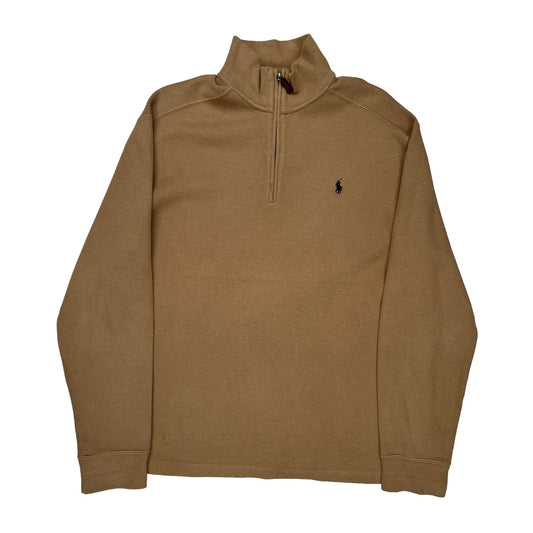 Polo By Ralph Lauren 1/4 Zip - Large Beige Cotton