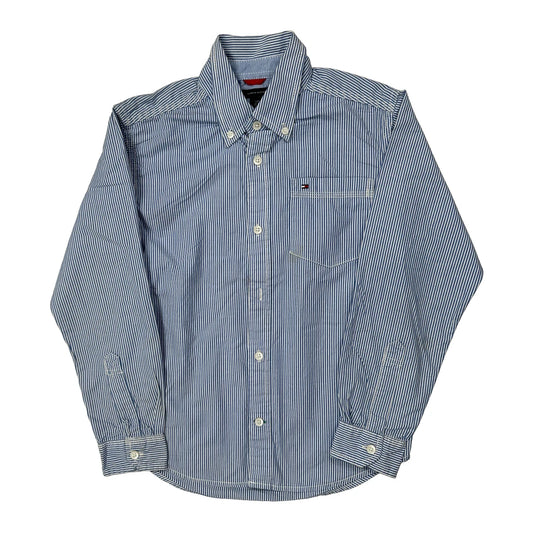 Vintage Age 8-10 Tommy Hilfiger Striped Shirt - Small Blue Cotton