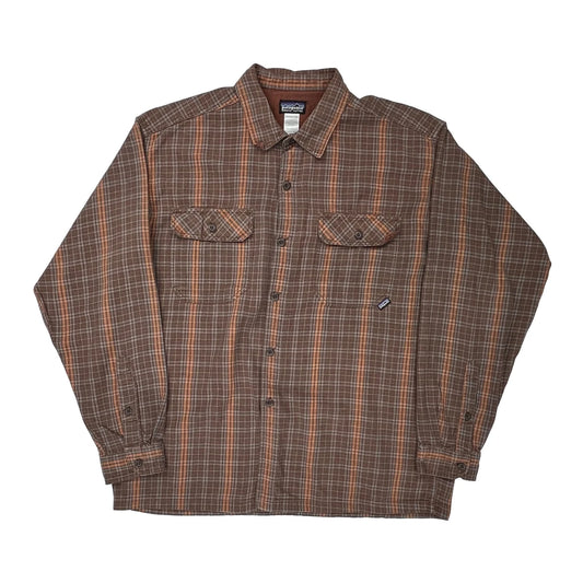 Patagonia Checked Flannel Shirt - Medium Orange Cotton