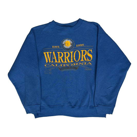 Made In USA, Golden State Warriors Trench Nba Sweatshirt - Large Blue Cotton Blend