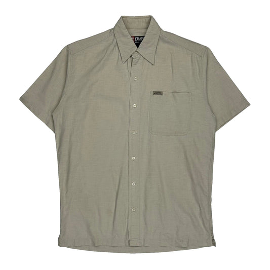 Vintage Chaps Ralph Lauren Short Sleeve Shirt - Small Beige Linen Blend