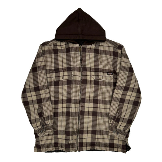 Dickies Checked Jacket - Large Brown Cotton