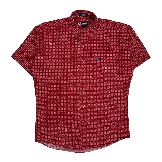Chaps Ralph Lauren Short Sleeve Shirt - Medium Red Cotton
