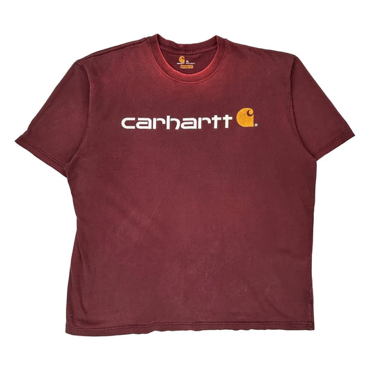Carhartt Spellout T-Shirt - XL Burgundy Cotton