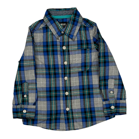 Age 3 Oshkosh Checked Shirt - 2XS Blue Cotton