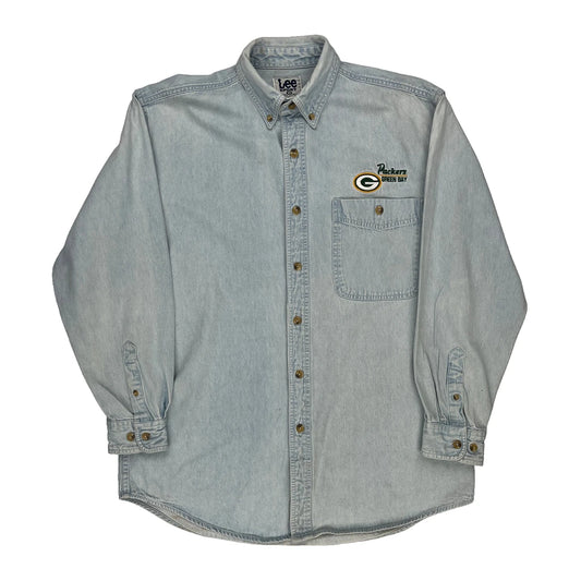 Green Bay Packers Lee Sport Nfl Denim Shirt - Medium Light Wash Cotton