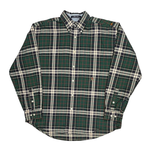 Vintage Tommy Hilfiger Checked Shirt - Large Green Cotton