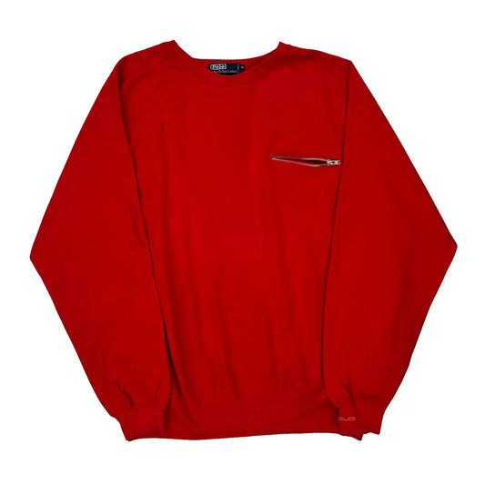 Polo By Ralph Lauren Sweatshirt - XL Red Cotton Blend