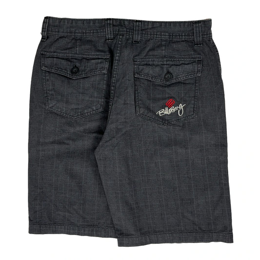 Billabong Checked Shorts - 32W 11L Grey Cotton