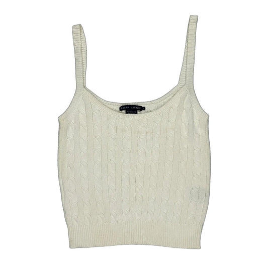 Ralph Lauren Cable Knit Vest - Large Cream Cotton