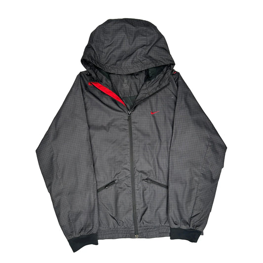 Nike Checked Windbreaker - XL Grey Nylon
