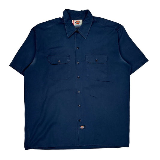 Dickies Short Sleeve Shirt - XL Navy Polyester Blend