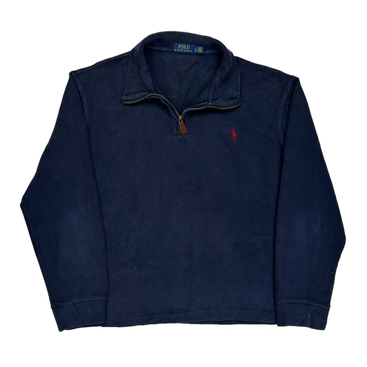 Polo By Ralph Lauren 1/4 Zip - Large Navy Cotton