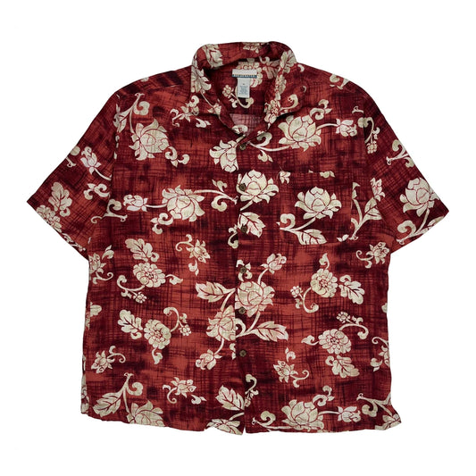 Breakwater Floral Hawaiian Shirt - Medium Red Viscose