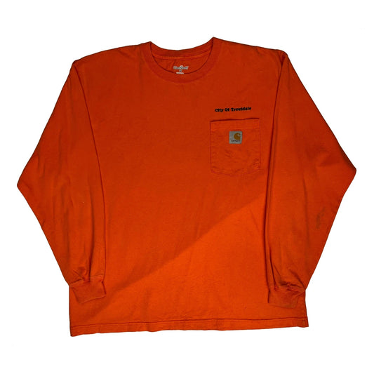 Vintage Carhartt Long Sleeve T-Shirt - Medium Orange Cotton