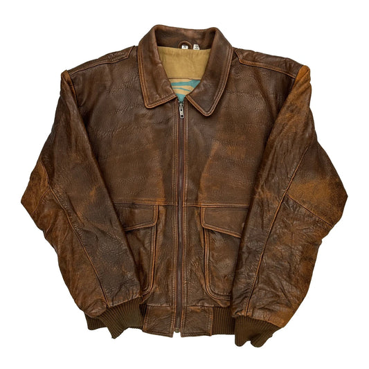 Vintage A-2 Flight Leather Jacket - Small Brown Leather