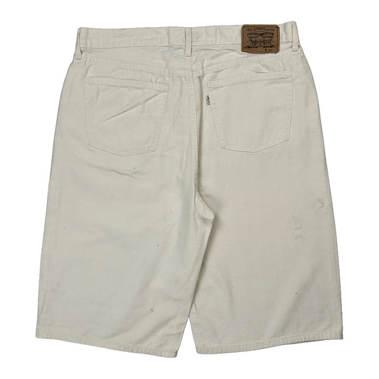 Levis Baggy Denim Shorts - 36W 10L White Cotton