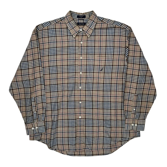 Nautica Checked Shirt - XL Red Cotton